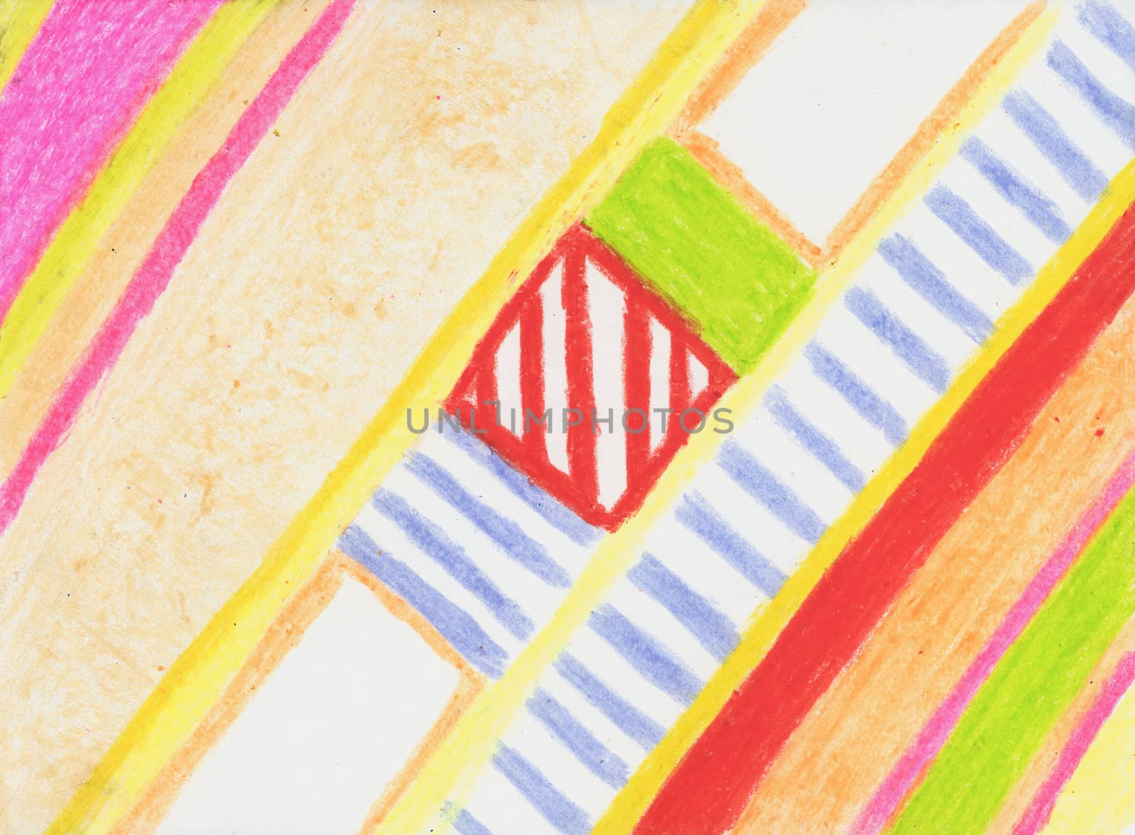 Diagonal striped pattern on white paper with crayon