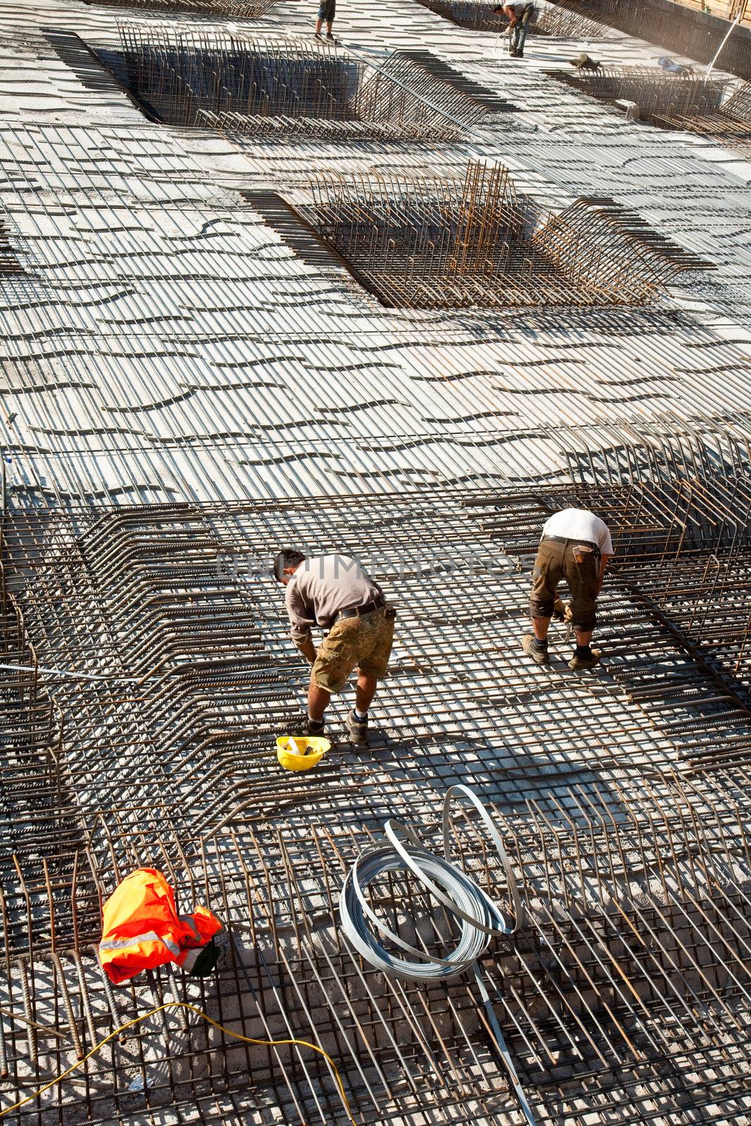 Armoring at the building site to stabilize the fundament made of by meinzahn