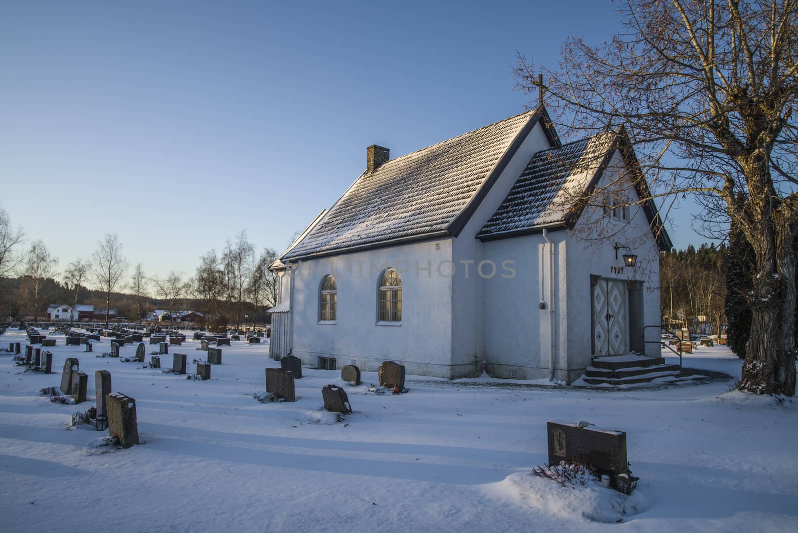 picture is shot in December 2012 and shows Idd church, built around 1100 in halden municipality, Idd church was badly damaged in an earthquake on sunday 23 october 1904, the quake occurred mid under church time, and the church was full of people, panic occured, but no one was injured, it was long a doubt about the church could be saved, but in 1922 it was completely restored