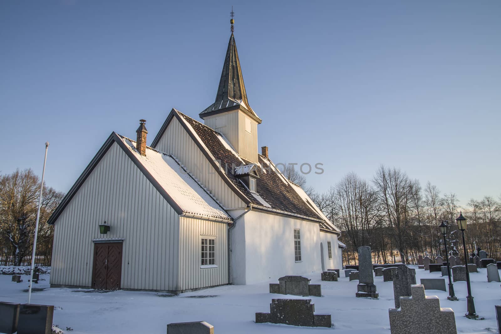 Idd church in winter, west-southwest by steirus