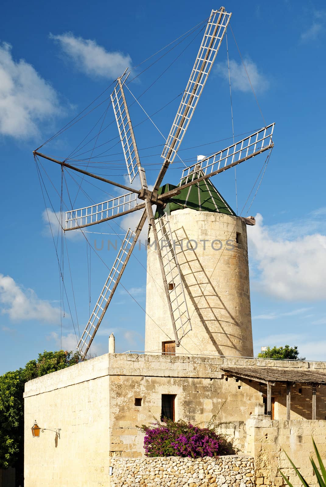 old stone windmill on gozo island in malta
