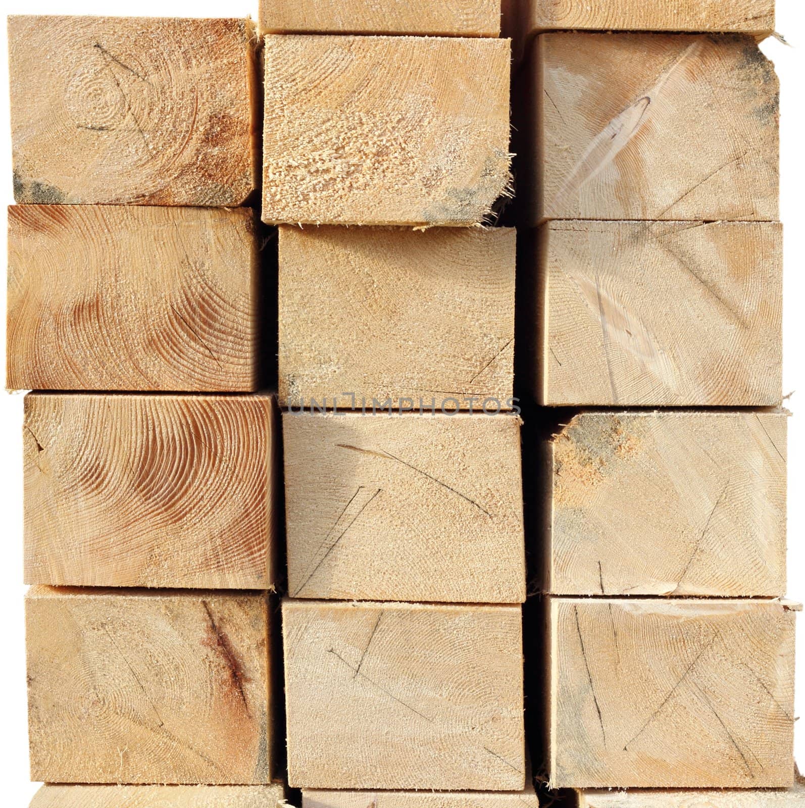arrangement of wooden beams - felled spruce wood texture