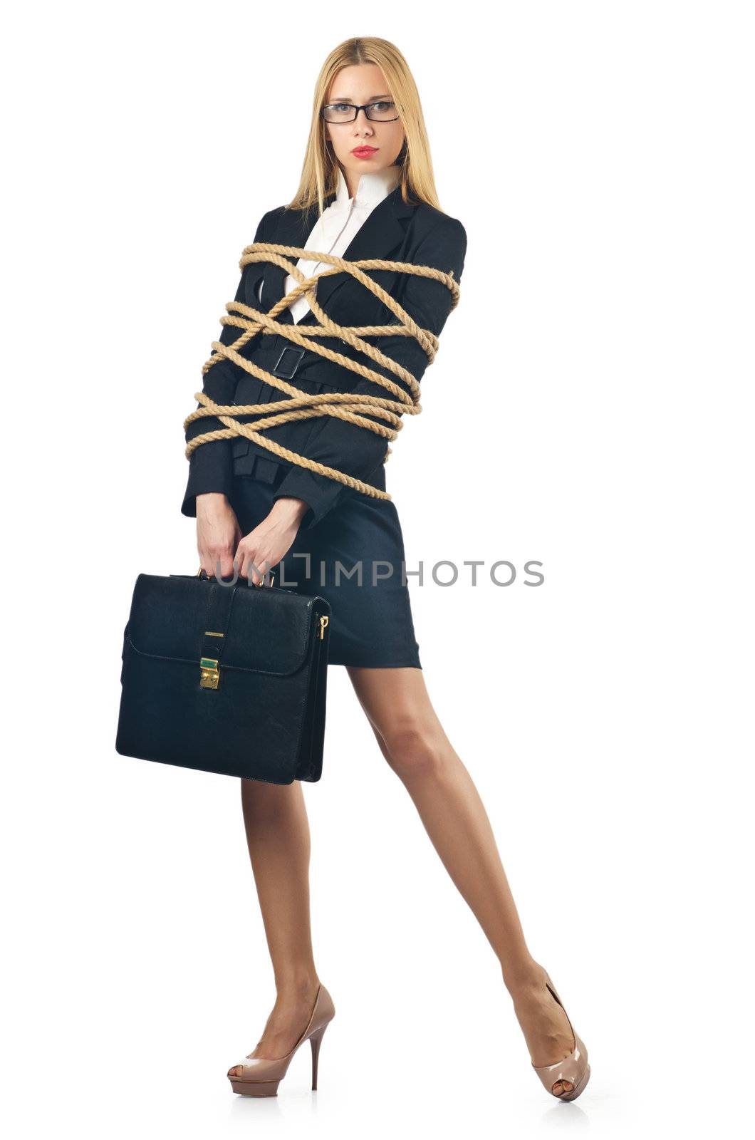 Tied woman in business concept by Elnur