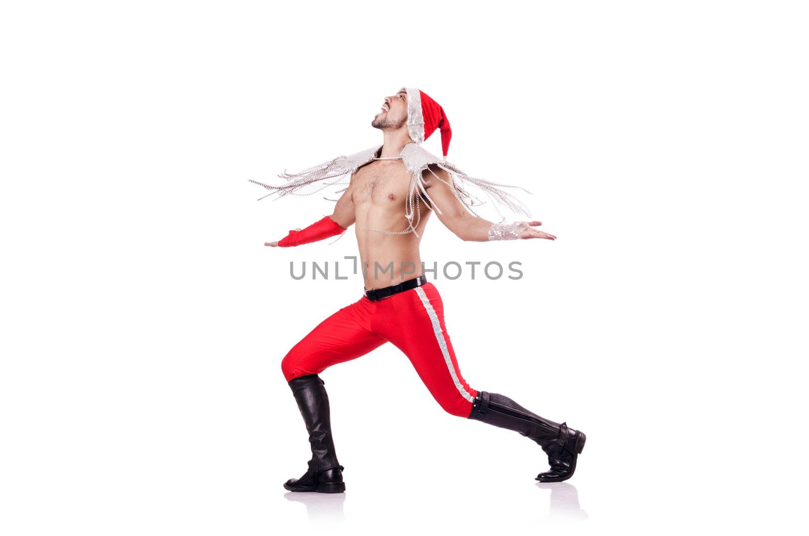 Dancing santa isolated on the white by Elnur