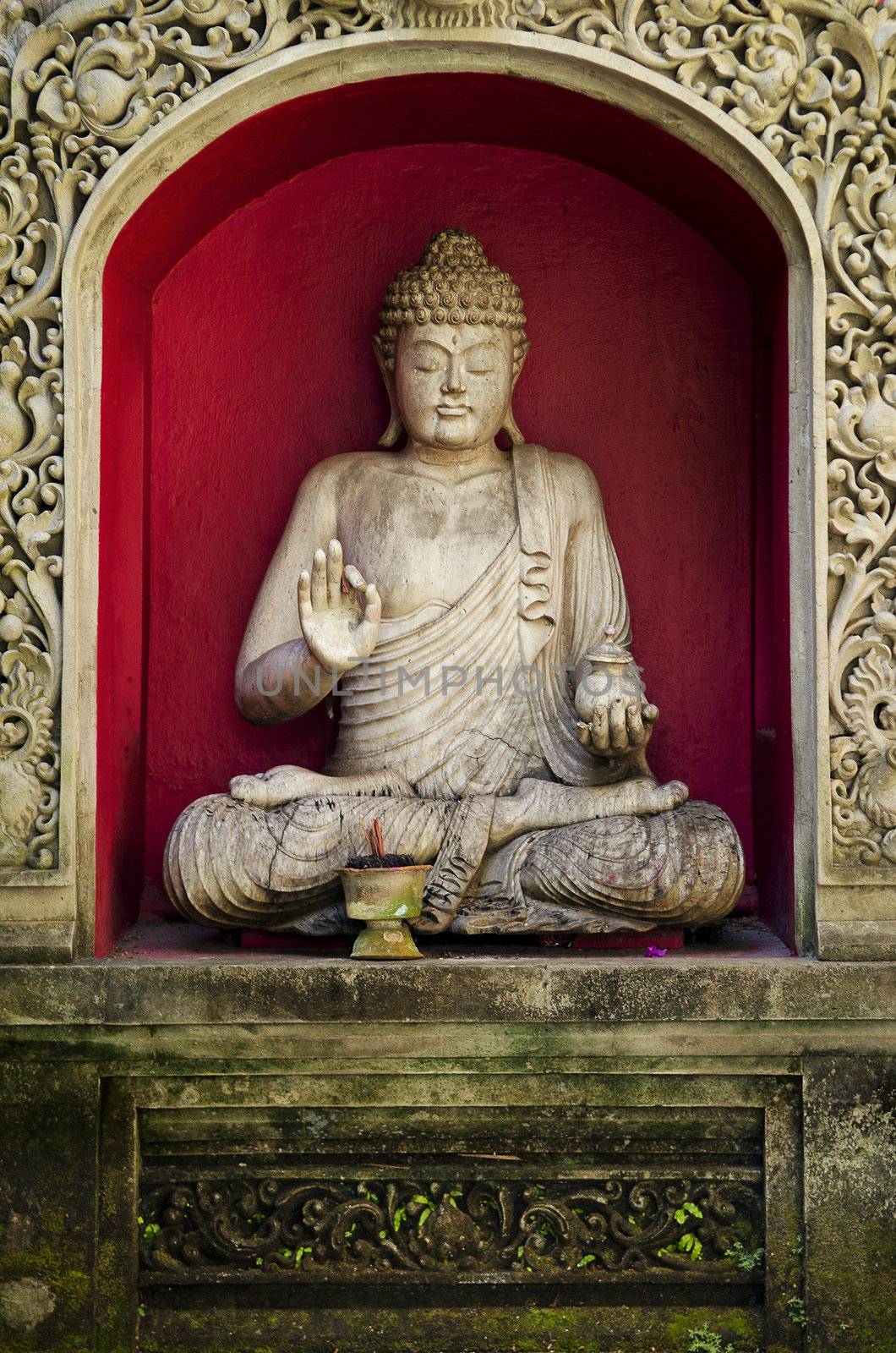 buddha statue in bali indonesia temple