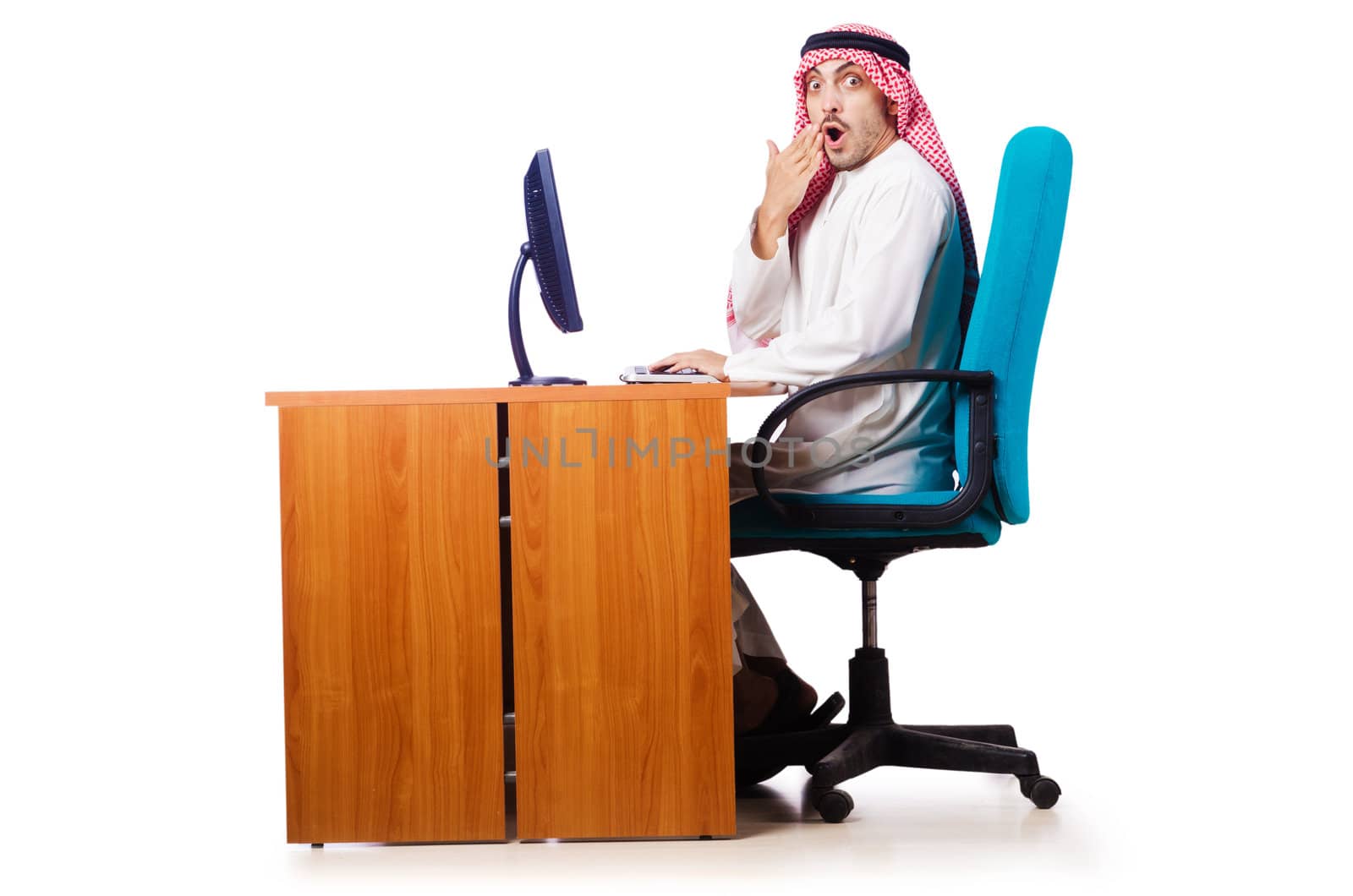 Arab businessman in business concept on white