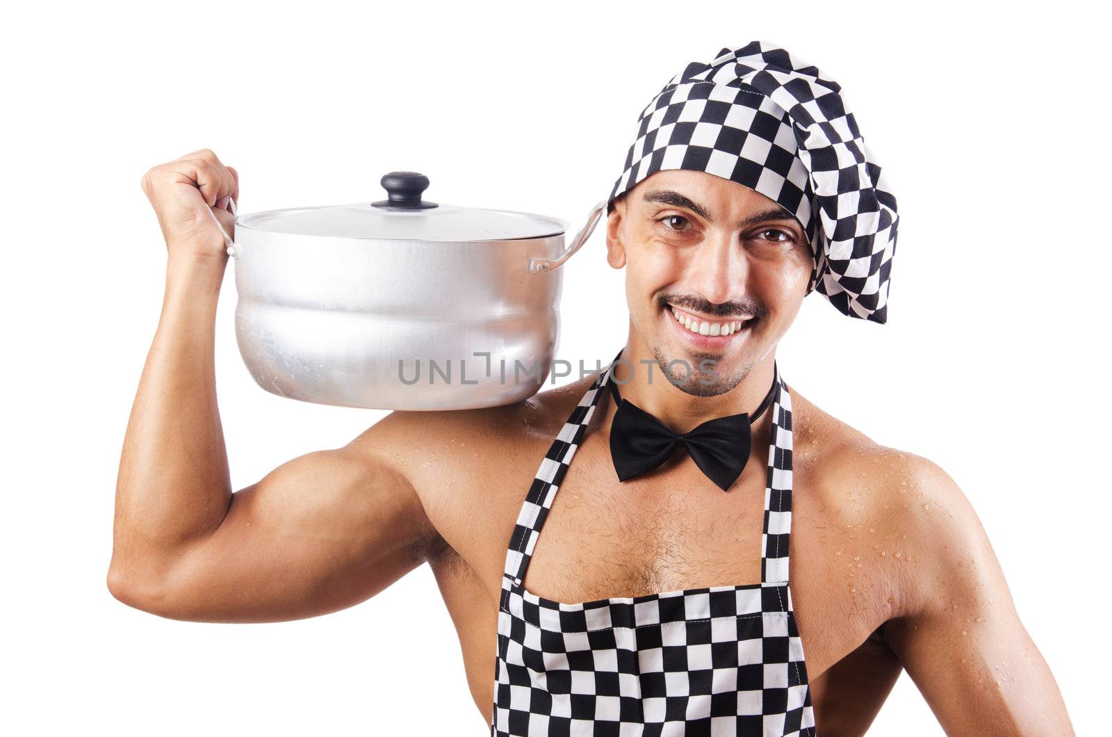 Sexy male cook isolated on the white by Elnur