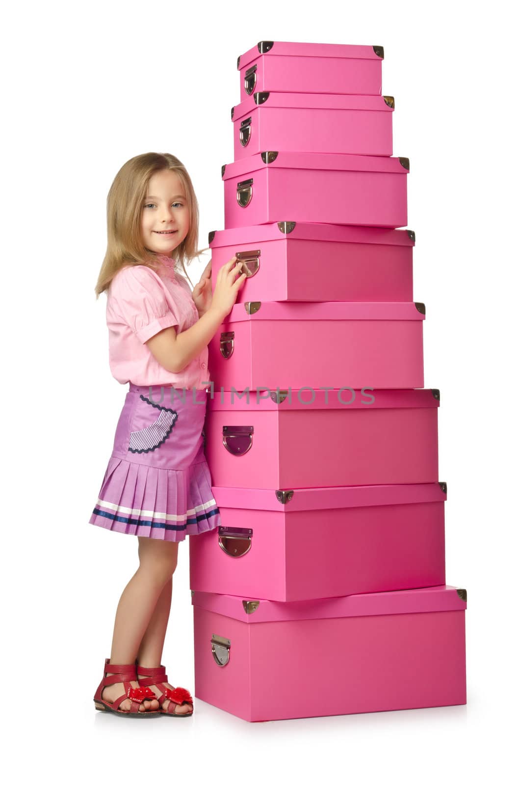 Little cute girl with lots of boxes by Elnur