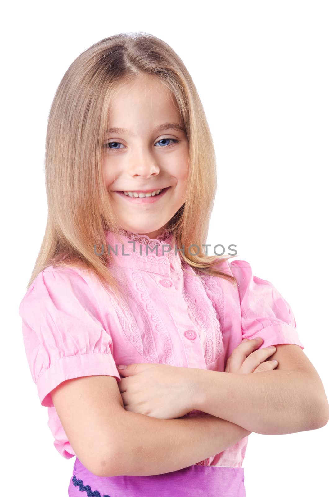 Cute little girl isolated on the white