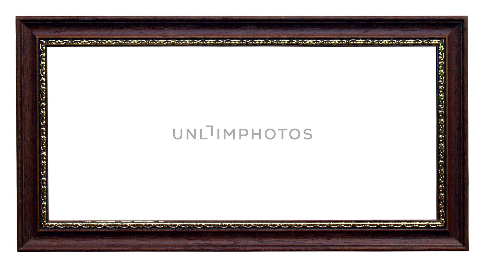 Gold and wood frame on white background by geargodz