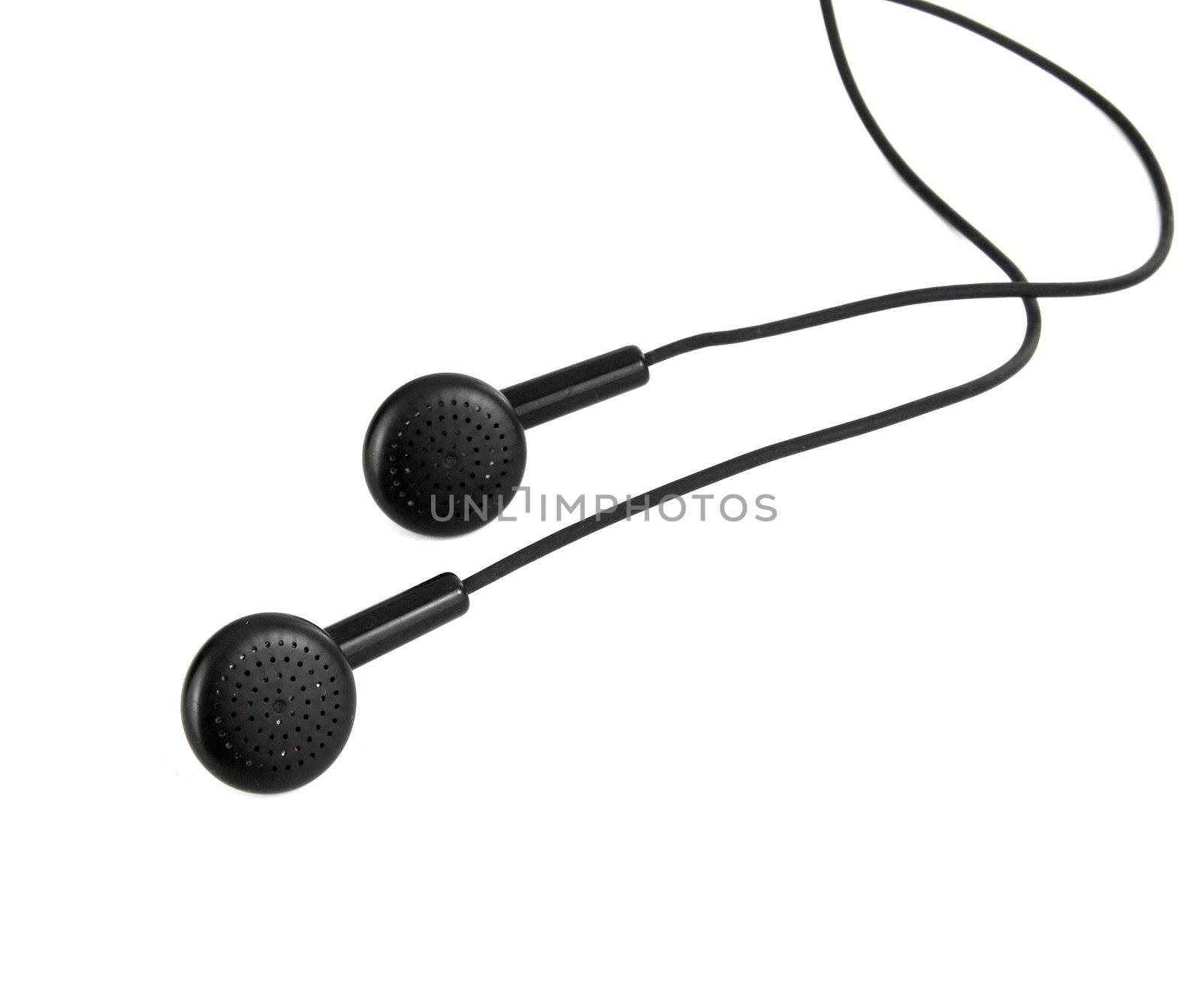 Modern portable audio earphones, isolated on a white background by geargodz