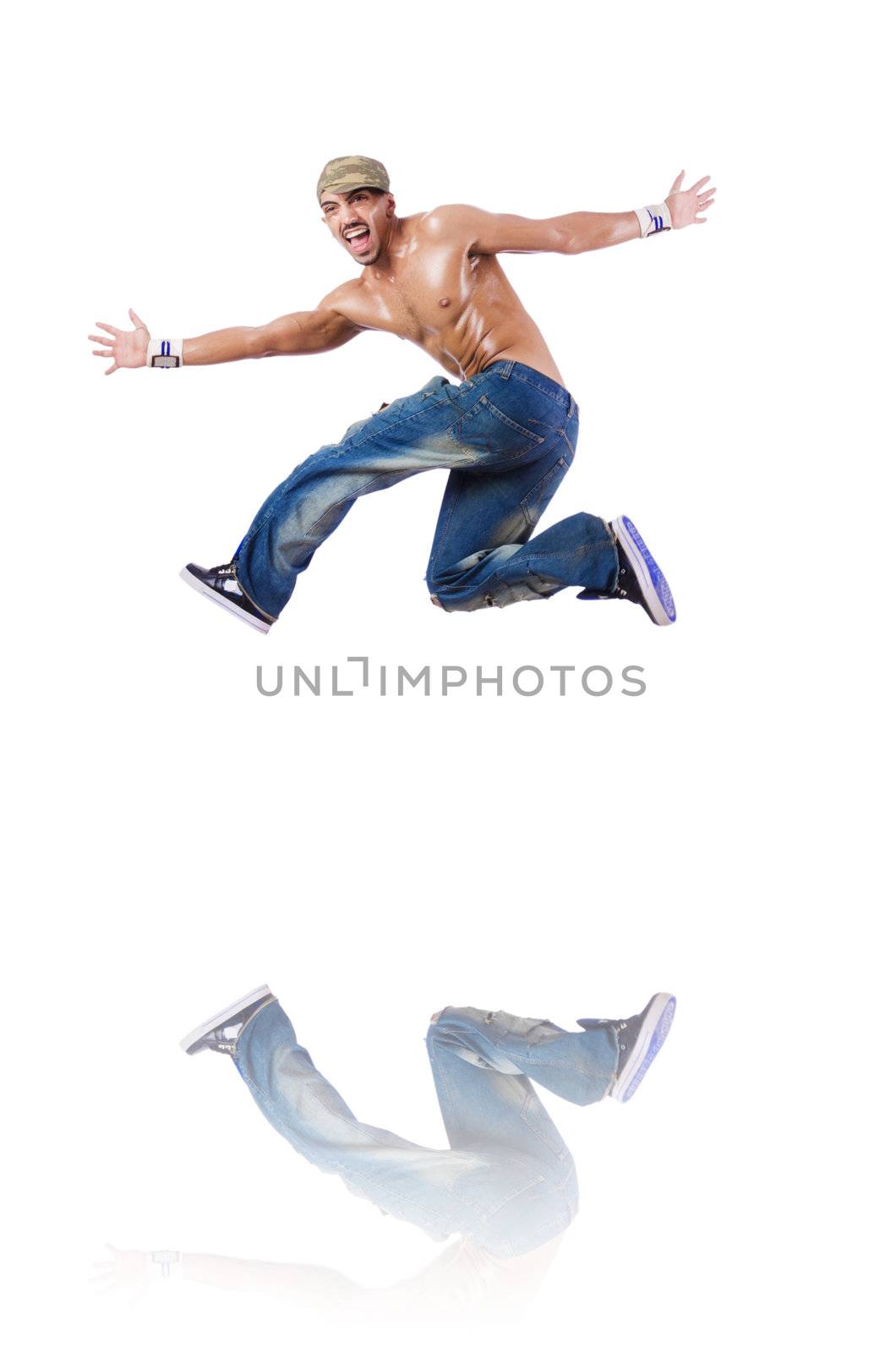 Dancer dancing dances isolated on white by Elnur