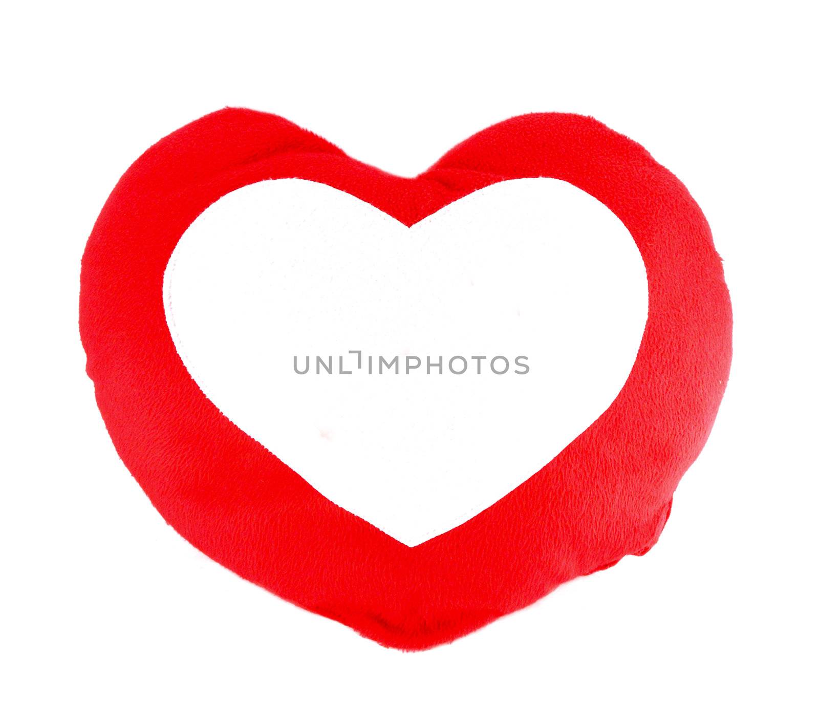 Soft red heart pillow blank for text on white background  by geargodz
