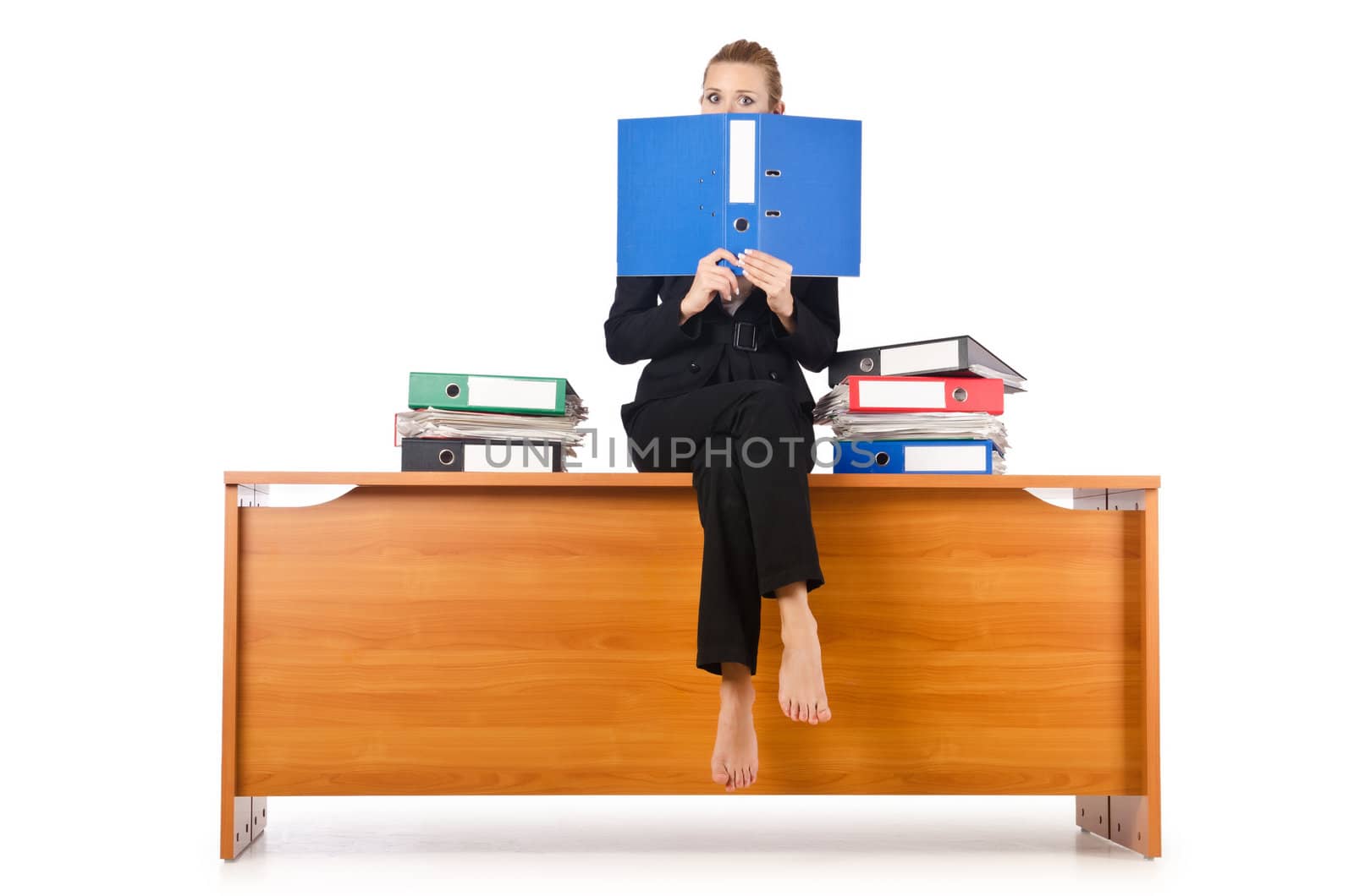 Businesswoman woman on the desk