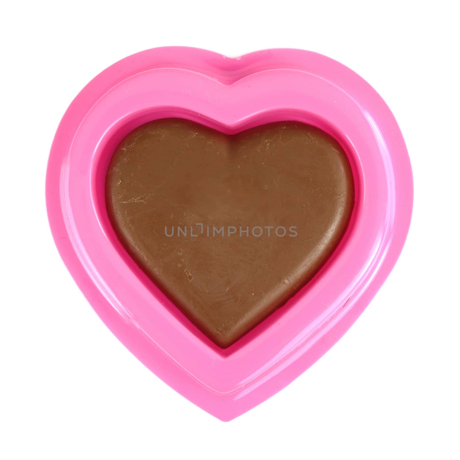 chocolate heart shape on white background