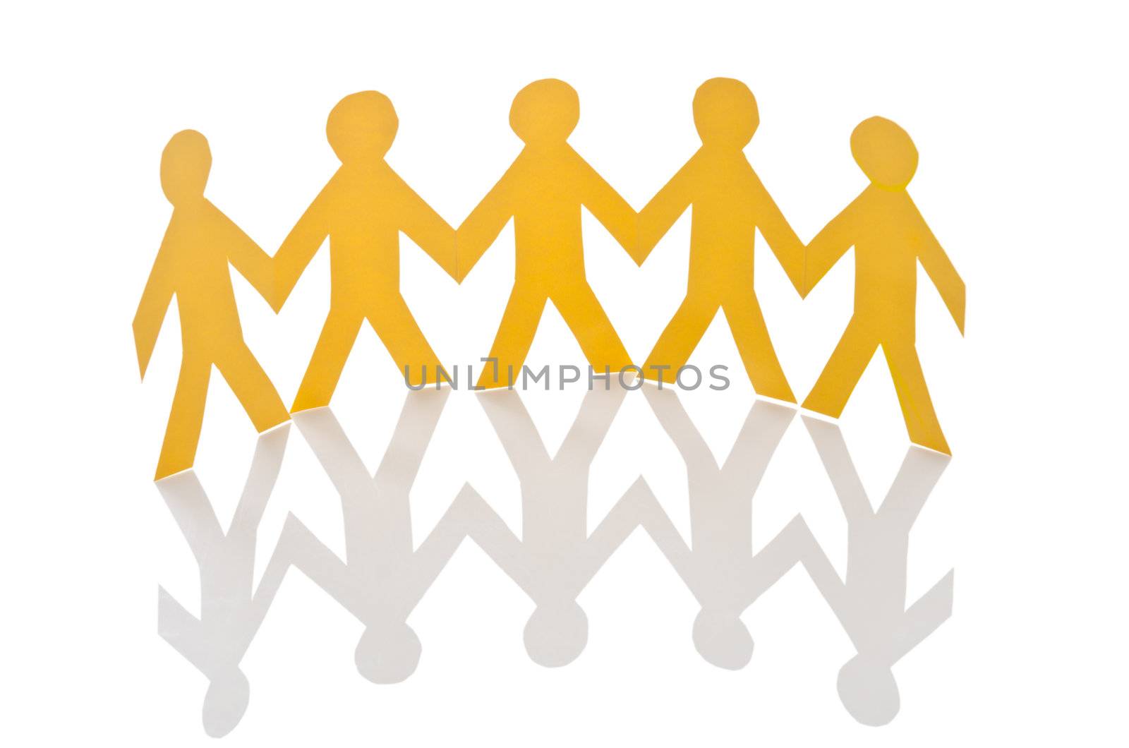 Teamwork concept with paper cut people by Elnur