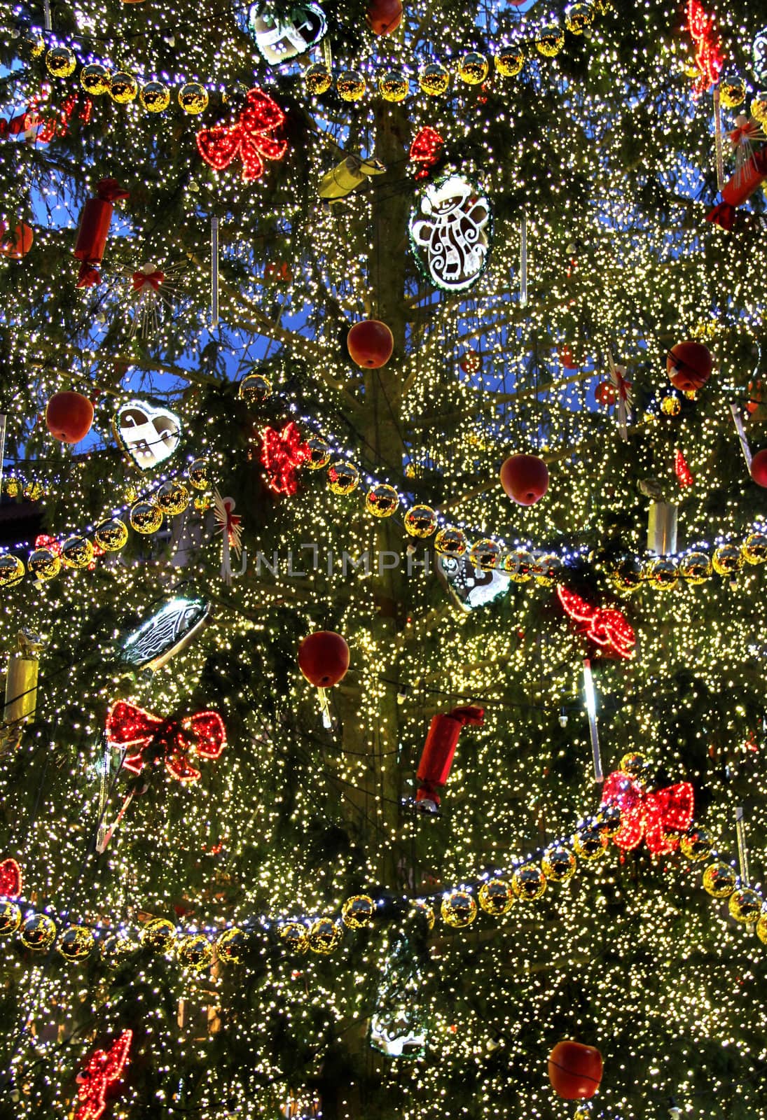 Big beautiful well decorated Christmas tree by tanouchka