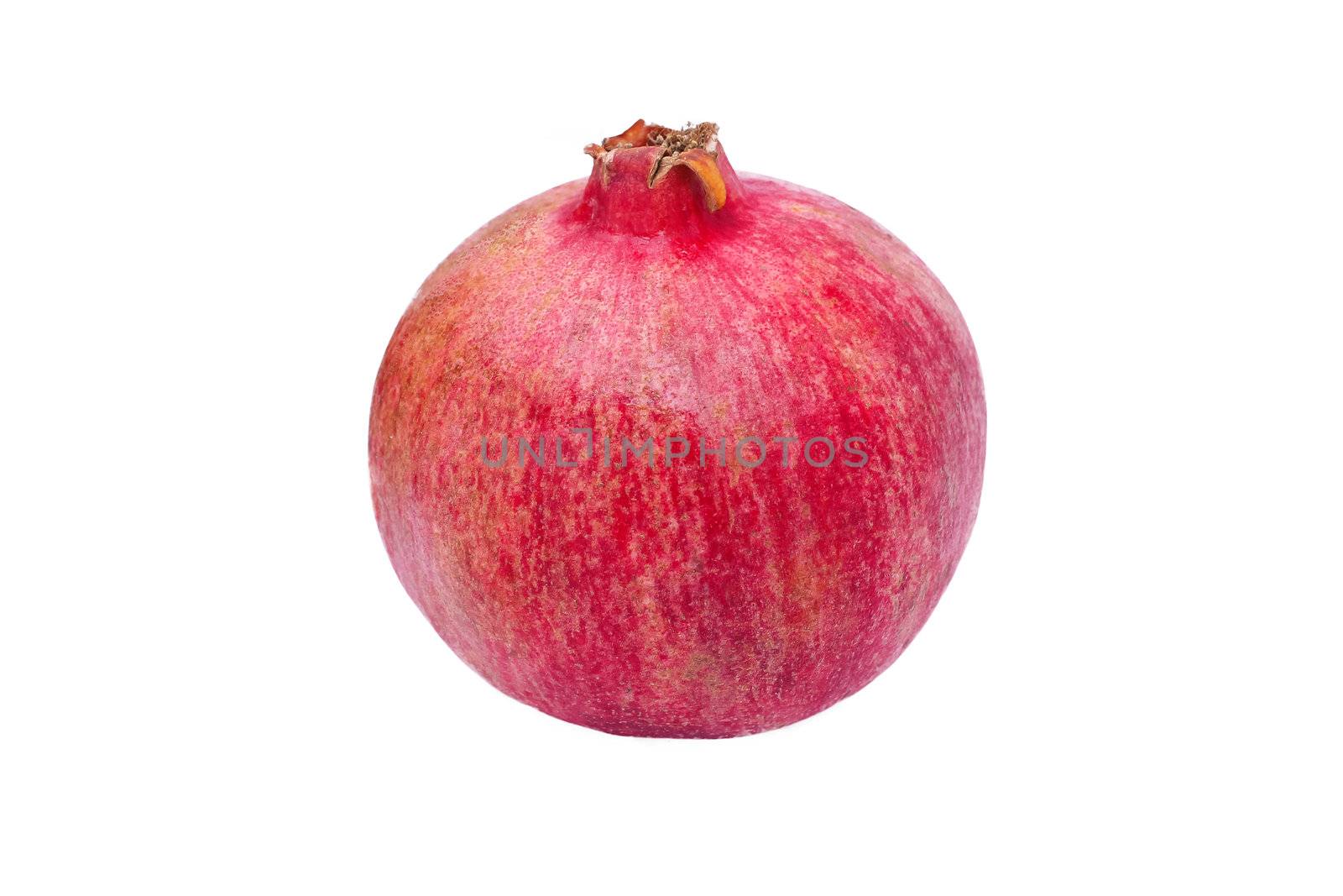 One whole pomegranate on white background by NickNick