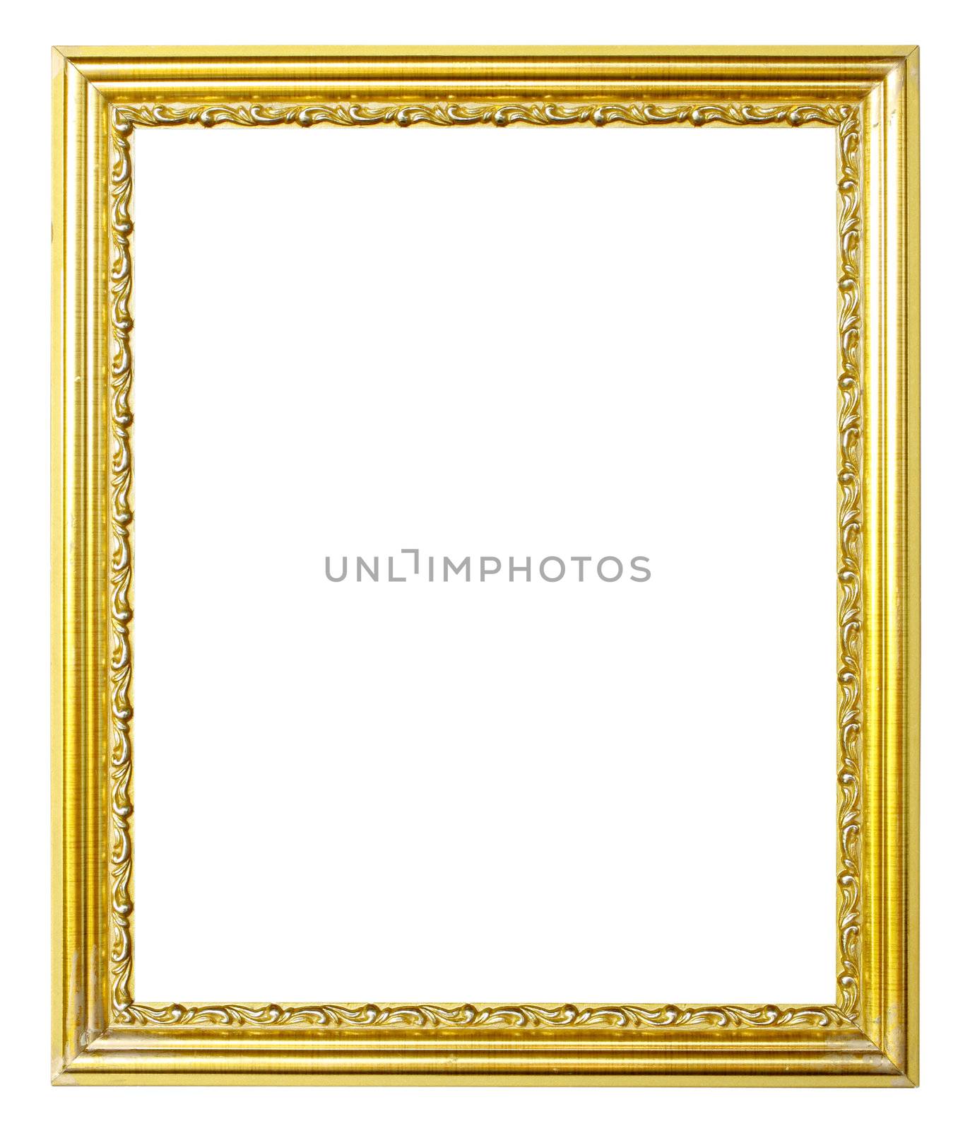 golden picture frame on white background