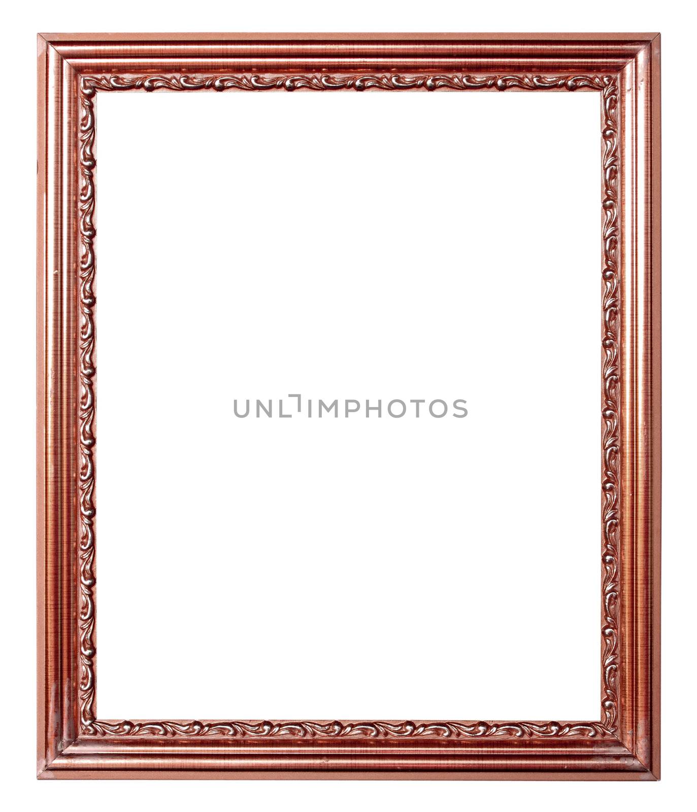 copper picture frame on white background