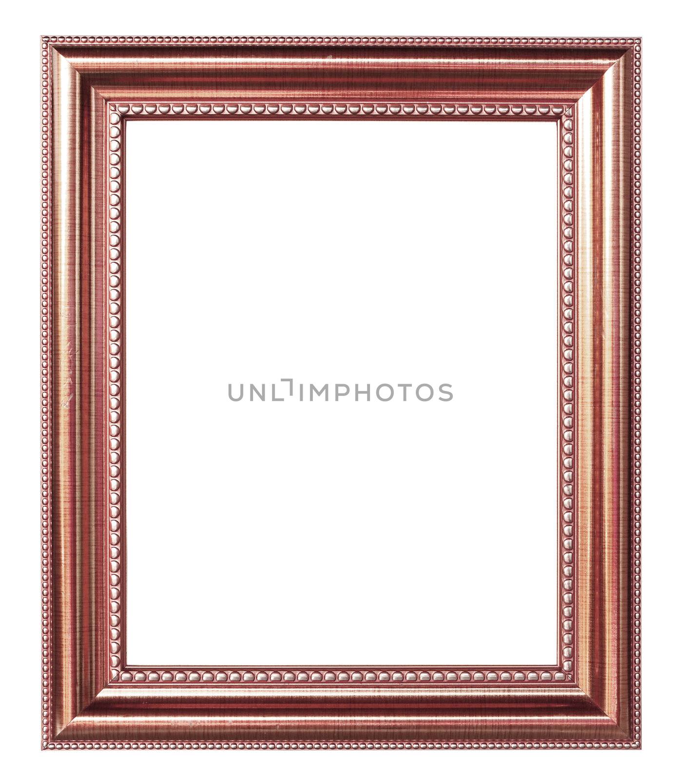 copper picture frame on white background
