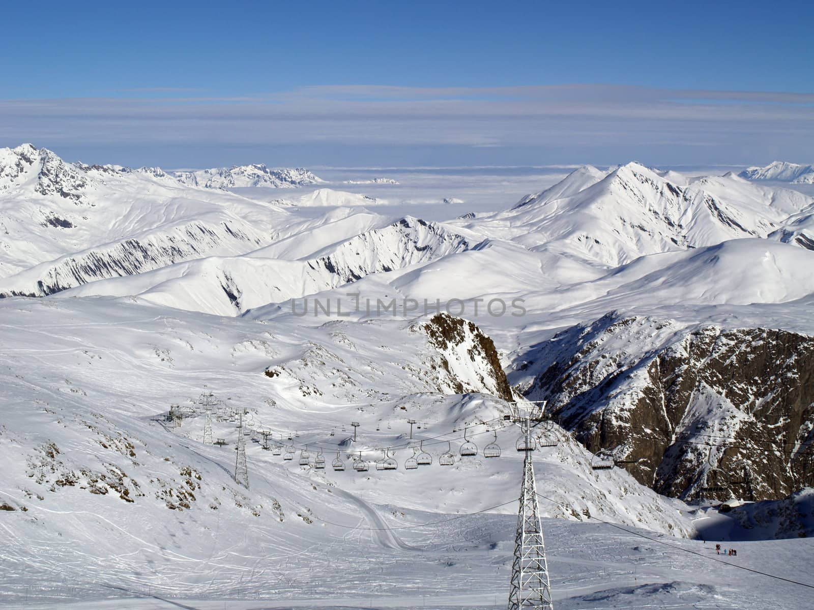 Snow covered mounatins by anderm