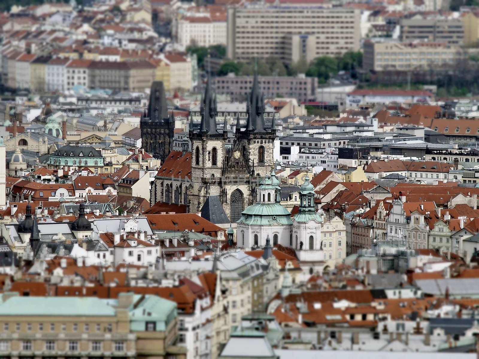 City of Prague from above (made with tilt shift technology) by anderm