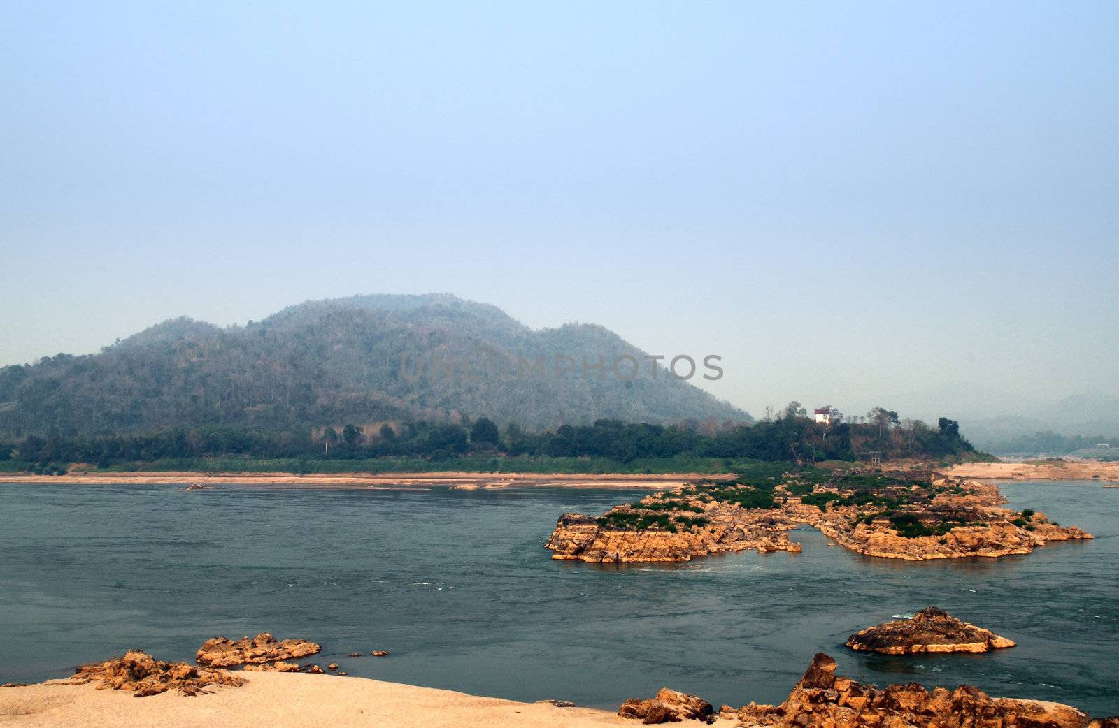 Mekong river at Loas and Thailand borders in the Kaeng Kood Koo of Chiangkhan,Loei,Thailand