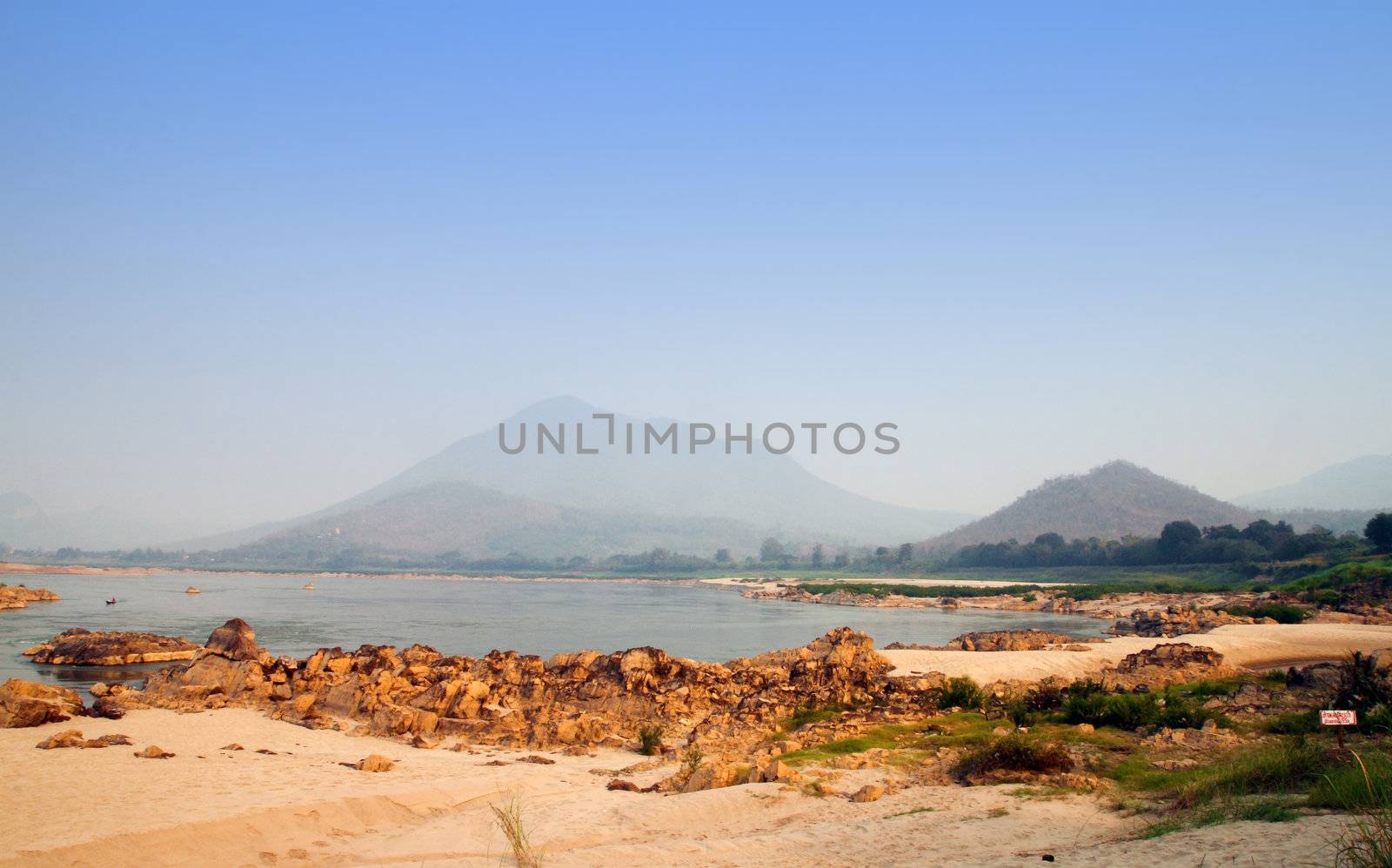 Mekong river at Loas and Thailand borders in the Kaeng Kood Koo of Chiangkhan,Loei,Thailand