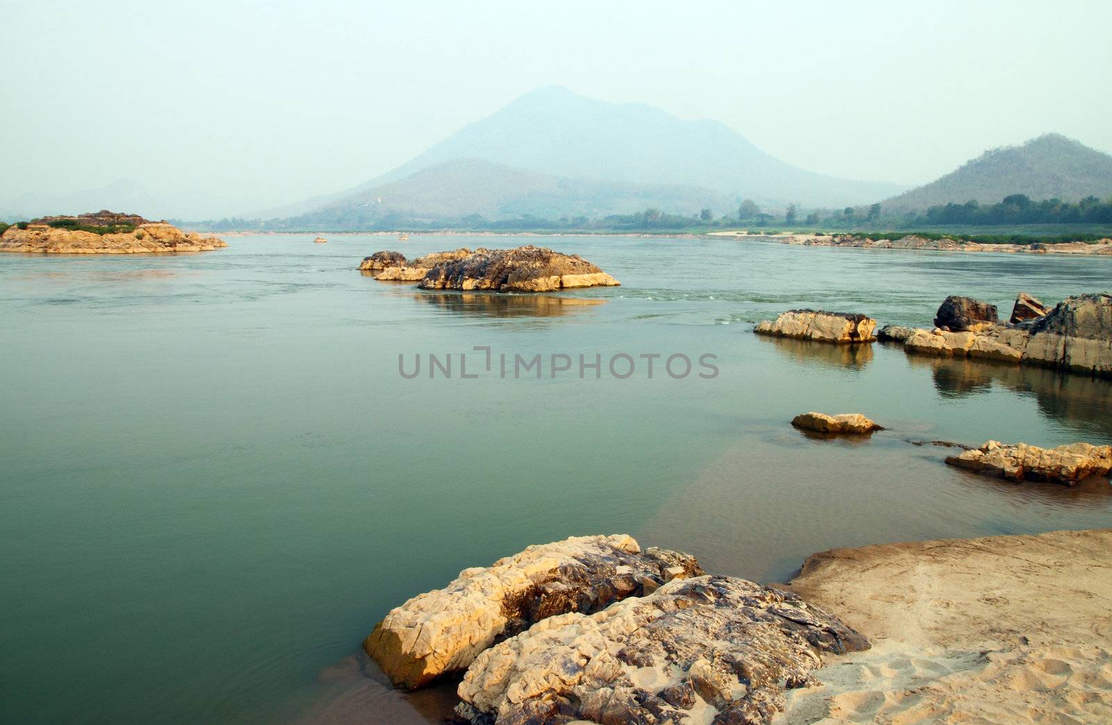 Mekong river at Loas and Thailand borders in the Kaeng Kood Koo  by geargodz