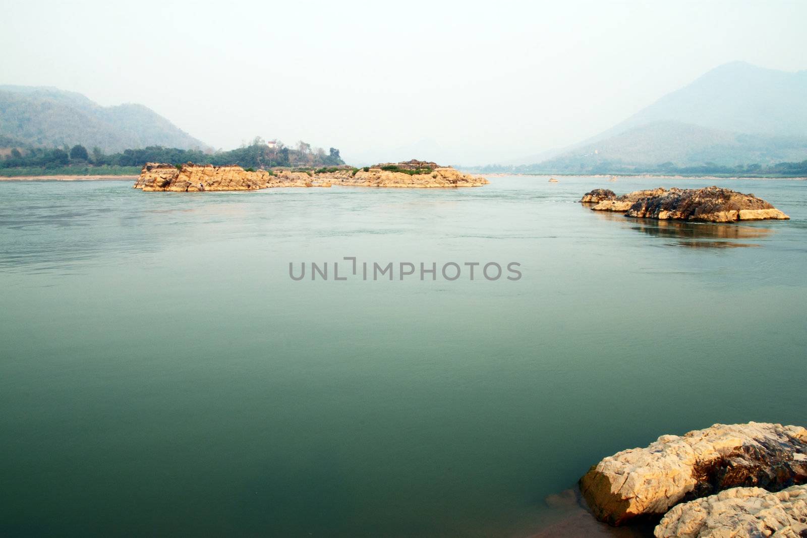 Mekong river at Loas and Thailand borders in the Kaeng Kood Koo  by geargodz