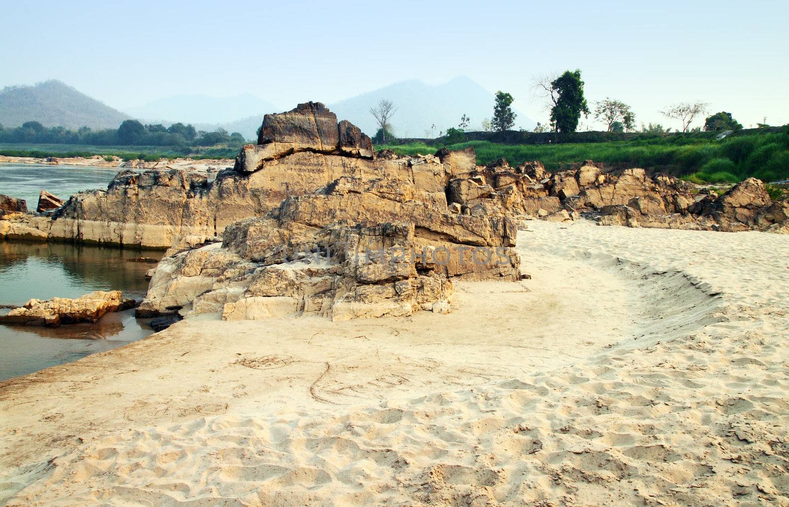 Sand of the Mekong River take from  Kaeng Kood Koo of Chiangkhan by geargodz