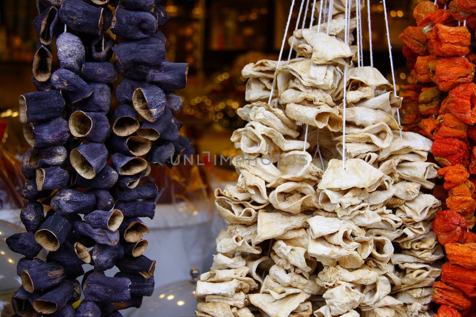 dry eggplants on rope for cooking, its made in Turkey and shops sell these in bazaars