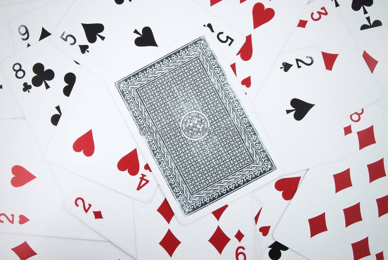 Card with playing cards background by geargodz