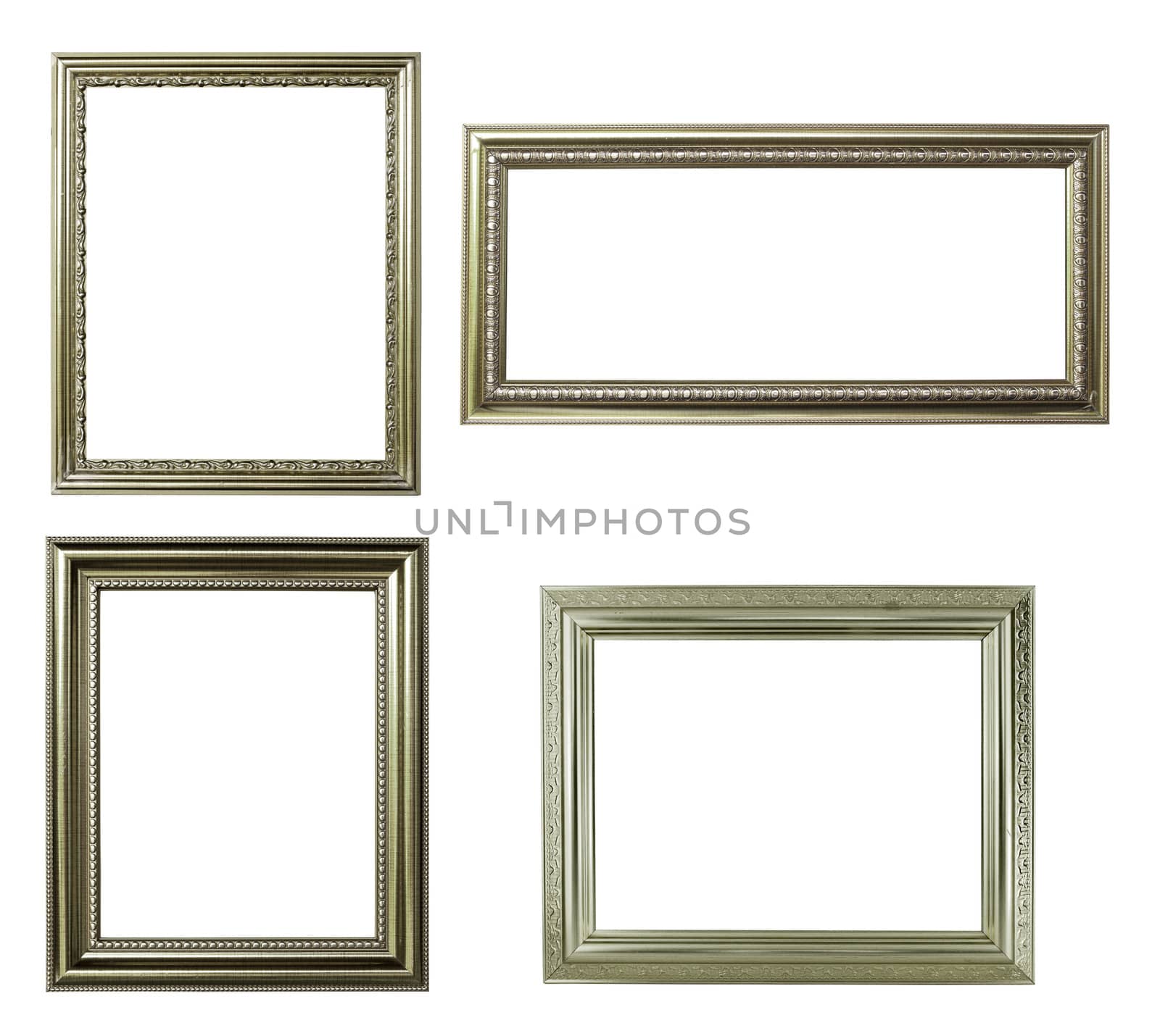 four silver frame on white background