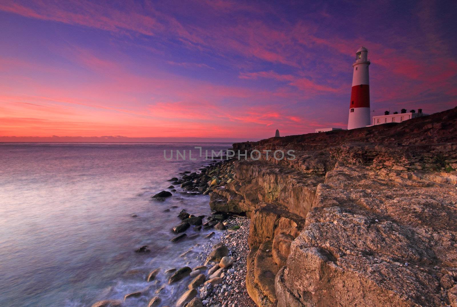 Portland Bill Light House sunrise on the Dorset Coast