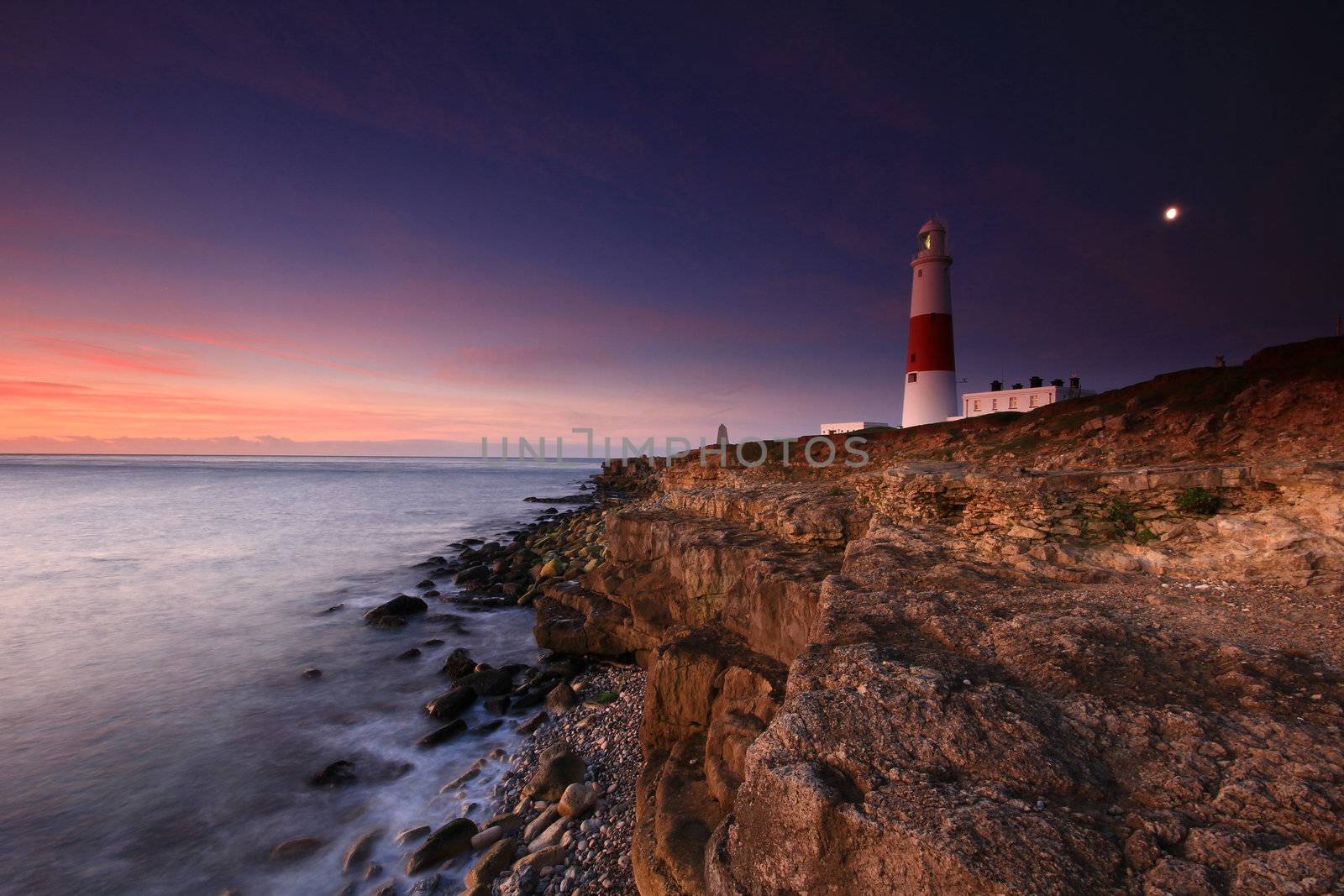 Portland Bill Light House sunrise on the Dorset Coast