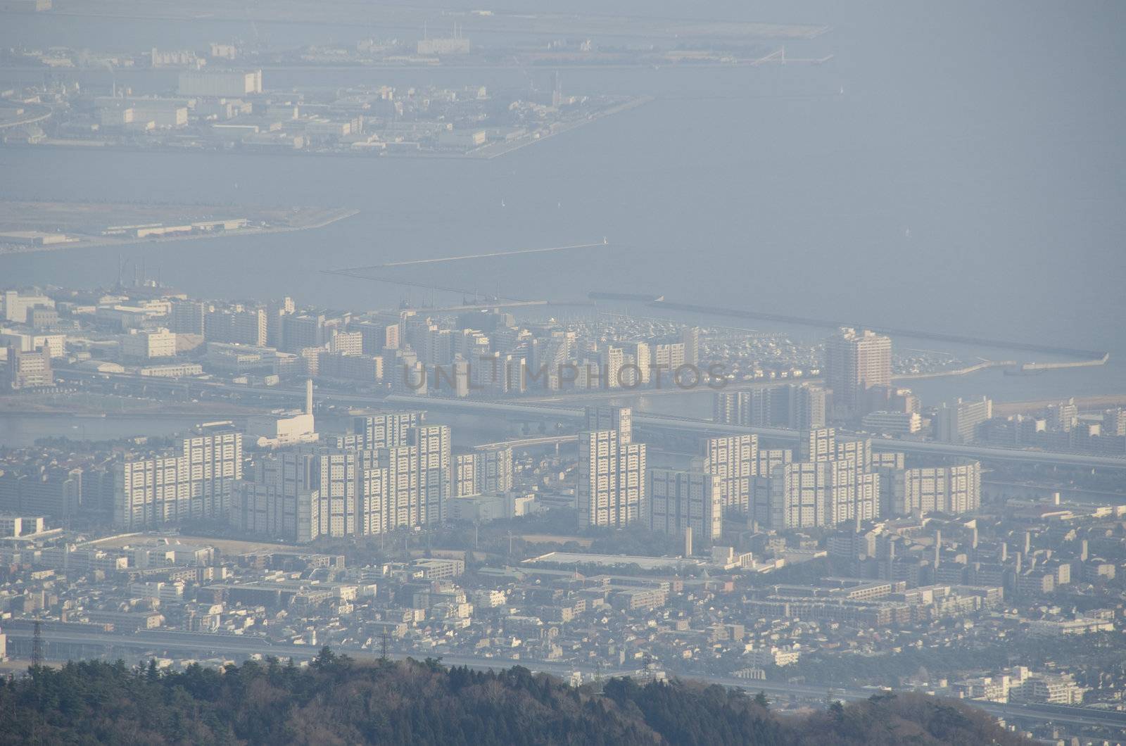 Panorama view of Osaka from the surrounding mountains
