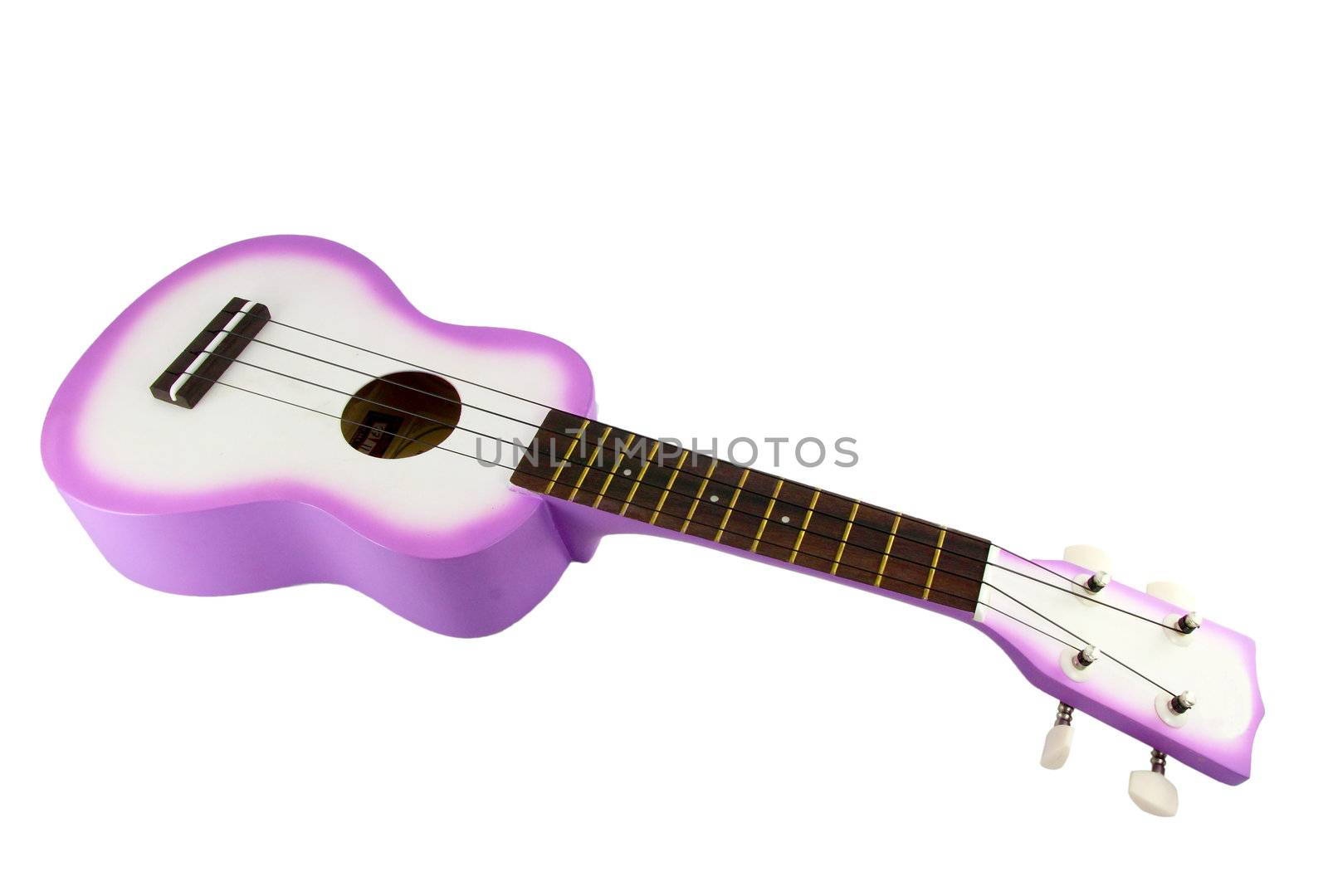 Ukulele guitar on white background