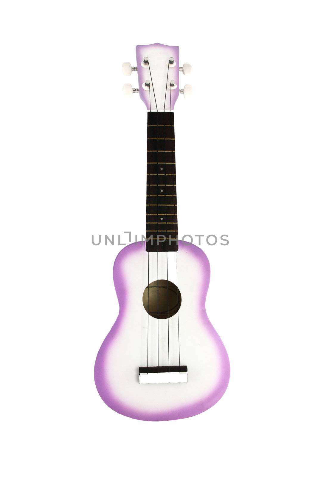 Ukulele guitar on white background