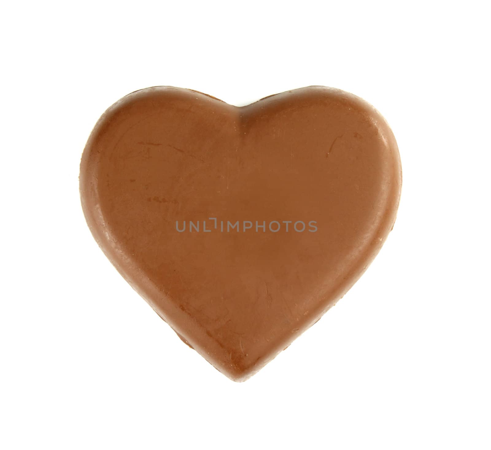 chocolate heart shape on white background