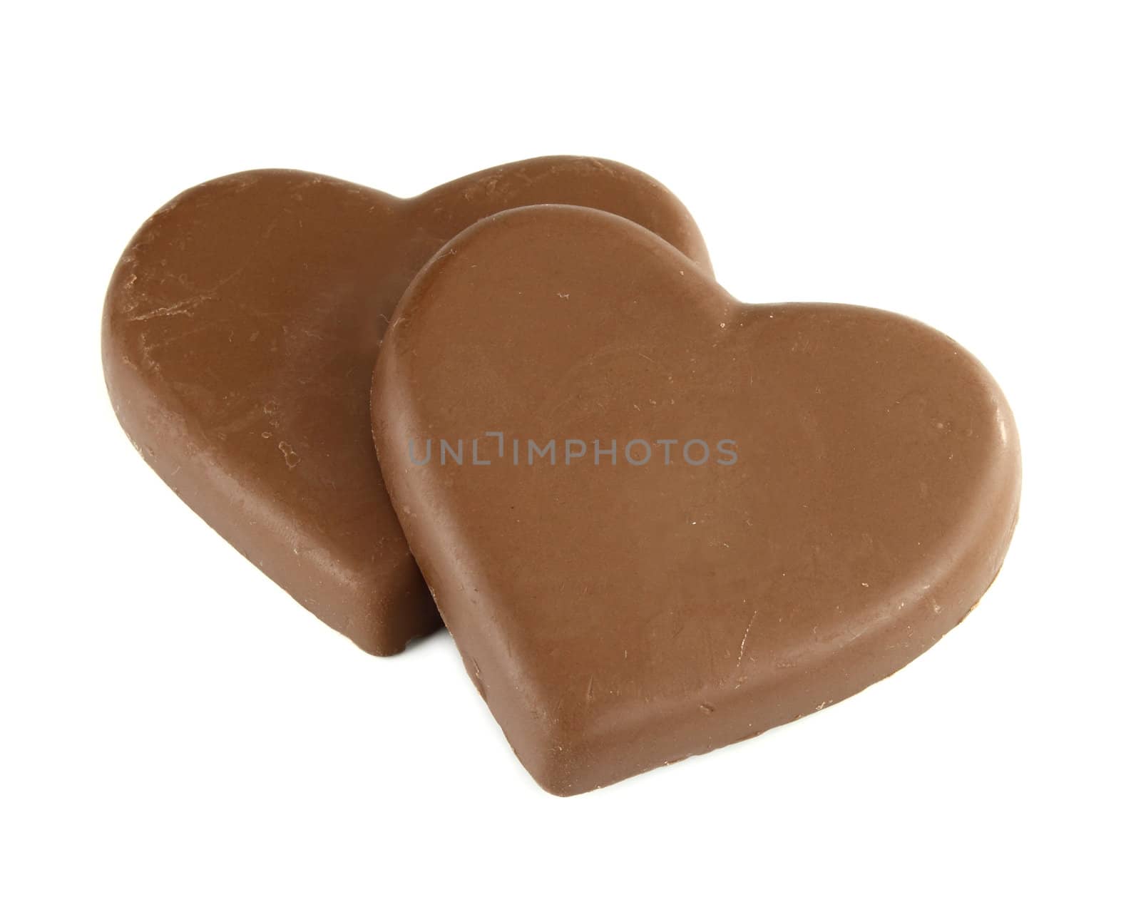 chocolate heart shape on white background