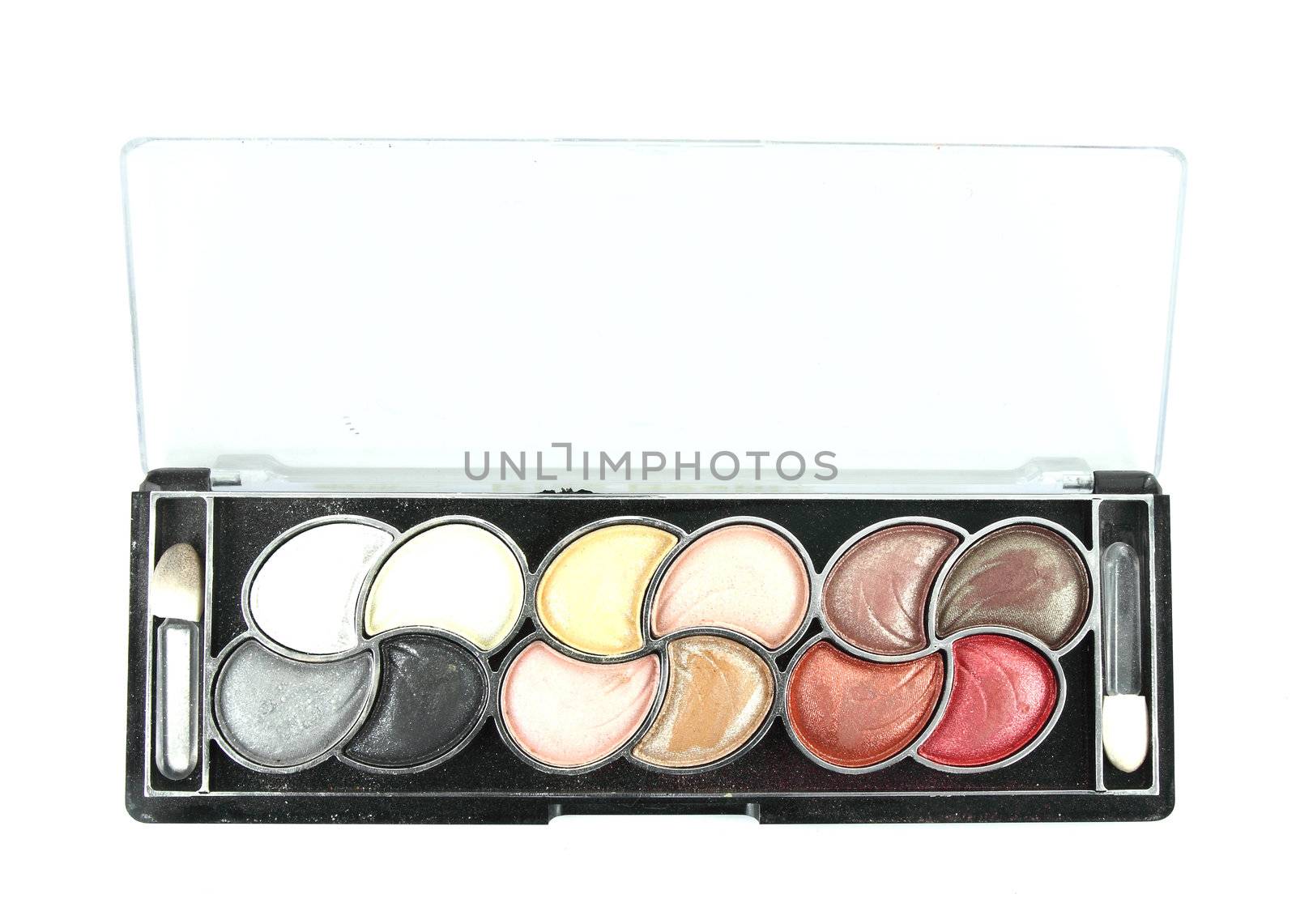 Makeup set on white background