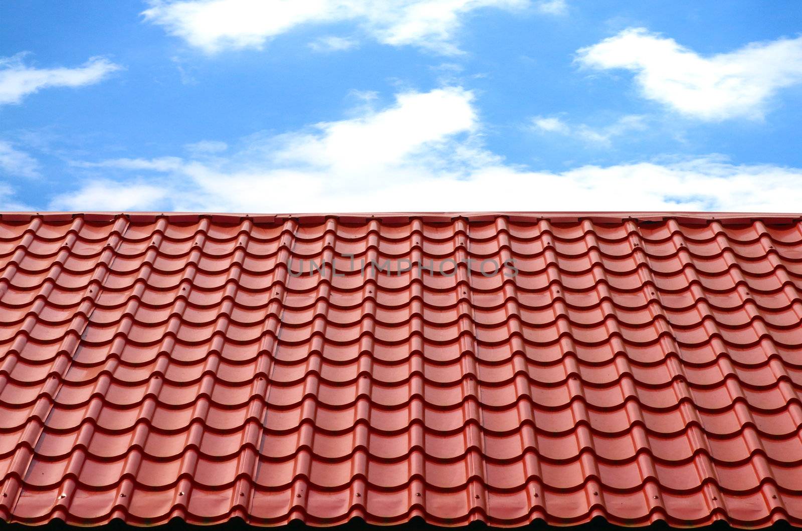 red roof with blue sky