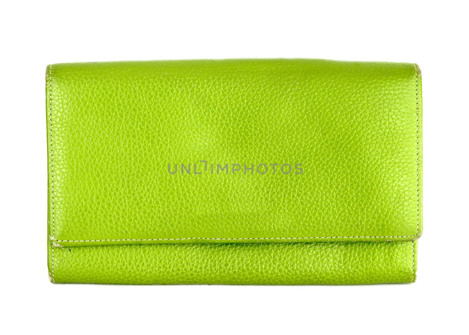 green purse on a white background