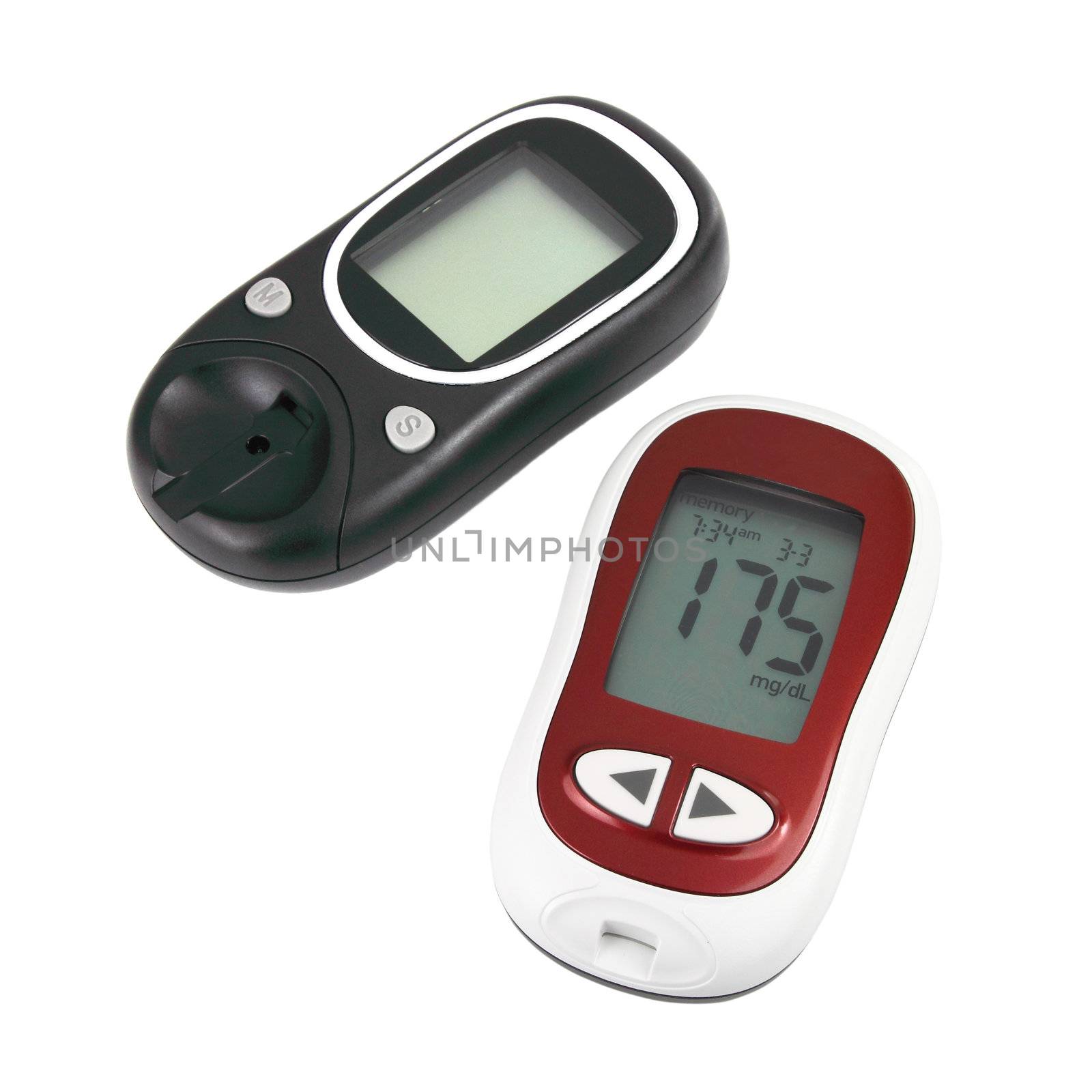 two glucometer isolated on pure white background by geargodz