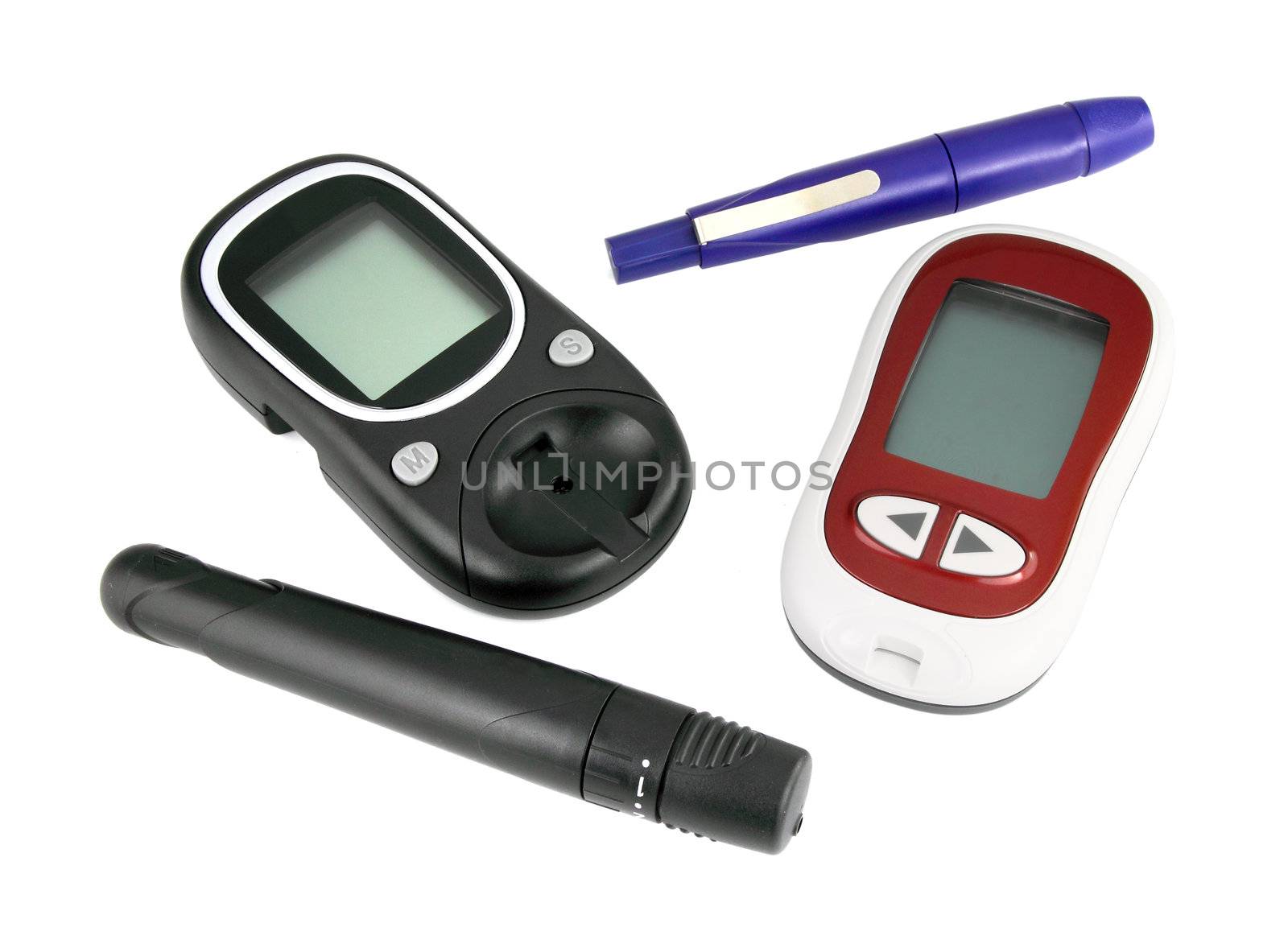 two glucometer isolated on pure white background by geargodz