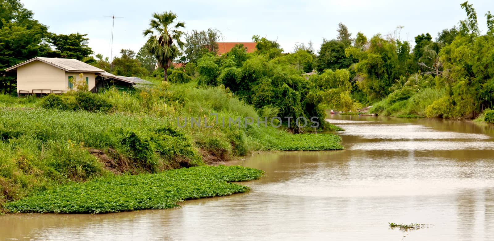 Canal in the rural village on the outskirts of Bangkok.