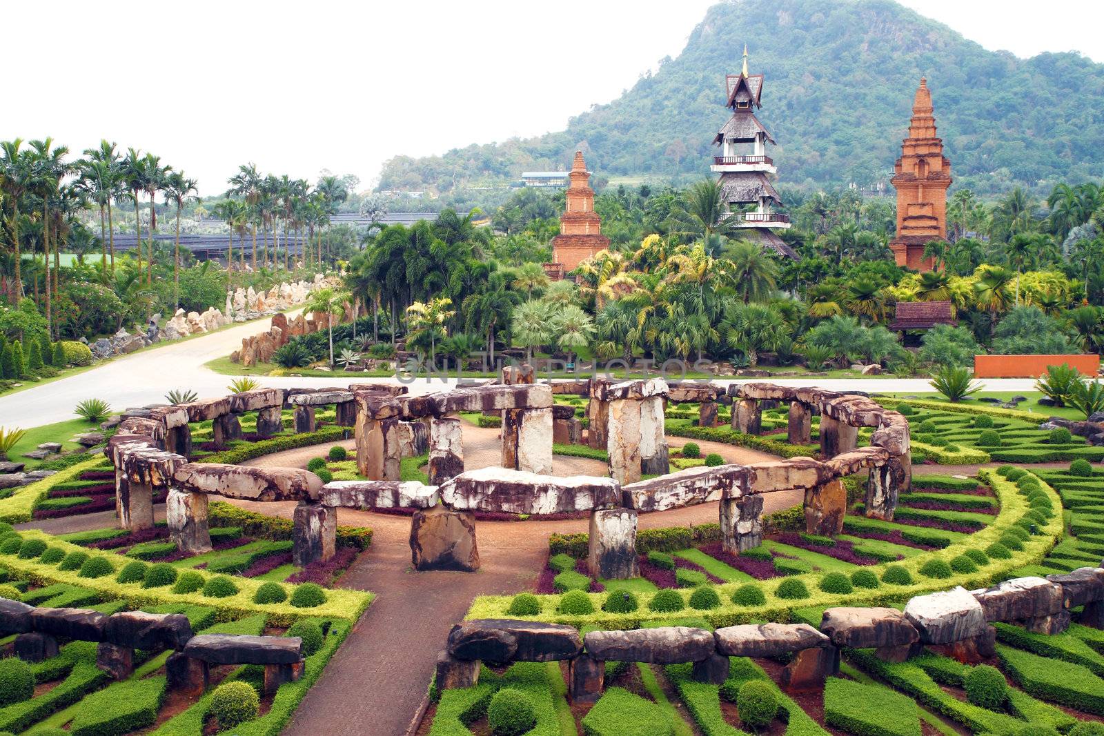 Park nong nooch in Thailand, shrubberies grow in geometric figures