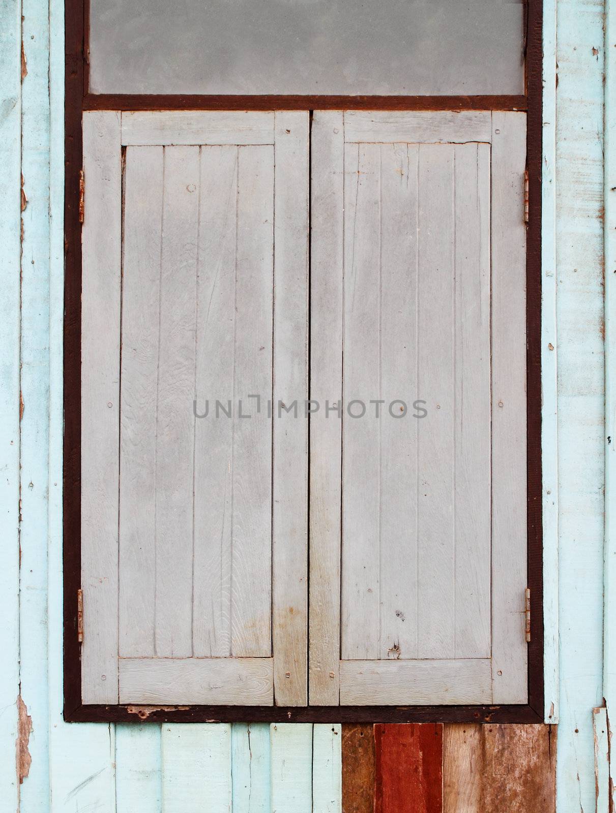 old wooden window on wooden wall by geargodz